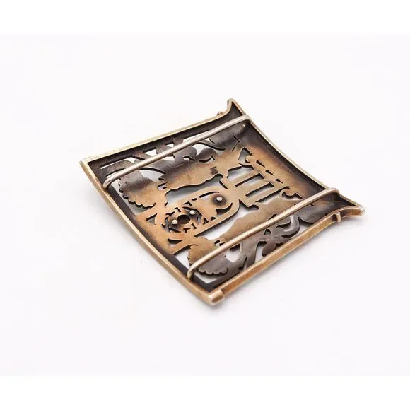 French 1880 Egyptian Revival Pectoral Silver Champleve Cloisonne Lapis - Picture 3 of 7